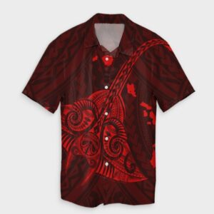 Hawaiian Map Kanaka Manta Ray Hawaiian Shirt Red  - Thelegend59