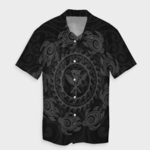 Hawaiian Map Kanaka Turtles Circle Style Gray Hawaiian Shirt  - Thelegend59