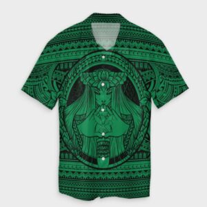 Hawaiian Map Madame Pele Kanaka Plumeria Hawaiian Shirt Green  - Thelegend59