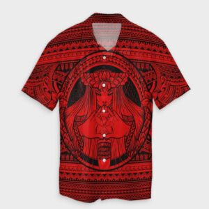 Hawaiian Map Madame Pele Kanaka Plumeria Hawaiian Shirt Red  - Thelegend59