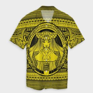 Hawaiian Map Madame Pele Kanaka Plumeria Hawaiian Shirt Yellow  - Thelegend59