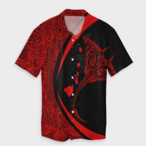 Hawaiian Map Manta Ray Hawaiian Shirt - Red  - Thelegend59