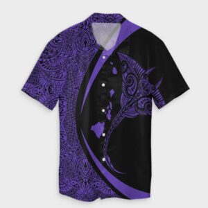 Hawaiian Map Manta Ray Hawaiian Shirt Purple Circle Style  - Thelegend59