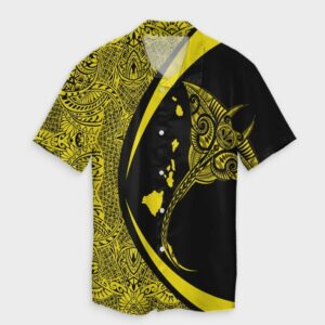 Hawaiian Map Manta Ray Hawaiian Shirt Yellow Circle Style  - Thelegend59