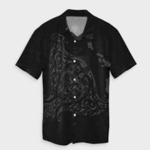 Hawaiian Map Manta Ray Gray Hawaiian Shirt  - Thelegend59