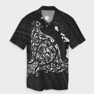 Hawaiian Map Manta Ray White Hawaiian Shirt  - Thelegend59