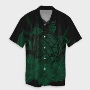 Hawaiian Map Turtle Hibiscus Hawaiian Shirt - Green  - Thelegend59