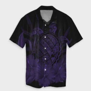 Hawaiian Map Turtle Hibiscus Hawaiian Shirt - Purple  - Thelegend59