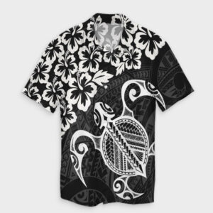 Hawaiian Map Turtle Hibiscus Kanaka Hawaiian Shirt - White  - Thelegend59