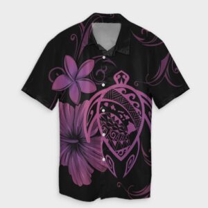 Hawaiian Map Turtle Hibiscus Plumeria Hawaiian Shirt - Pink  - Thelegend59