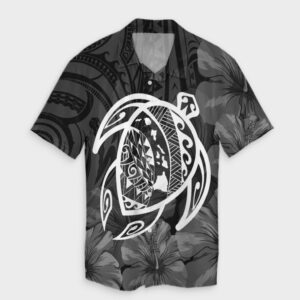 Hawaiian Map Turtle Kanaka Hibiscus Hawaiian Shirt - White  - Thelegend59