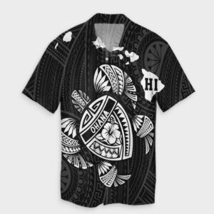 Hawaiian Map Turtle Ohana Hibicus Hawaiian Shirt - White  - Thelegend59