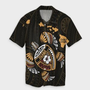 Hawaiian Map Turtle Ohana Hibicus Hawaiian Shirt  - Thelegend59