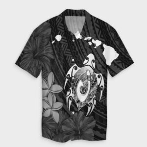 Hawaiian Map Turtle Plumeria Hibiscus Fish Hook Hawaiian Shirt  - Thelegend59