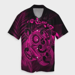 Hawaiian Map Turtle Tattoo Hibiscus Plumeria Hawaiian Shirt Pink  - Thelegend59