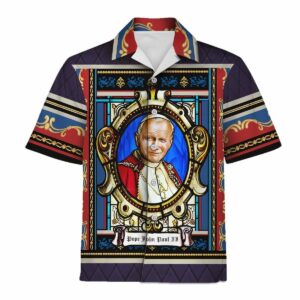 Hawaiian Outfit Pope John Paul Ii Stained Glass  - Thelegend59