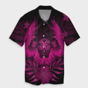 Hawaiian Owl Hibiscus Plumeria Hawaiian Shirt - Pink  - Thelegend59