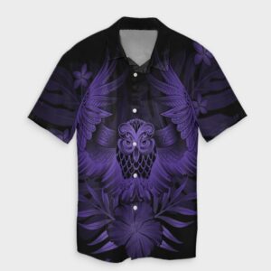 Hawaiian Owl Hibiscus Plumeria Hawaiian Shirt - Purple  - Thelegend59