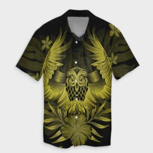 Hawaiian Owl Hibiscus Plumeria Hawaiian Shirt - Yellow  - Thelegend59