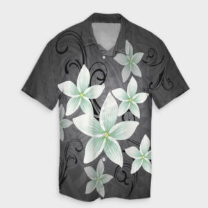 Hawaiian Plumeria Hawaiian Shirt - Gray  - Thelegend59