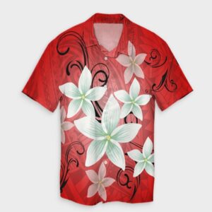 Hawaiian Plumeria Hawaiian Shirt - Red  - Thelegend59