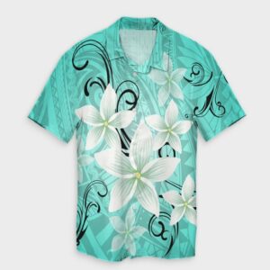 Hawaiian Plumeria Hawaiian Shirt - Turquoise  - Thelegend59
