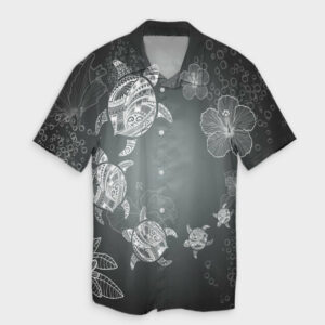 Hawaiian Plumeria Hibiscus Turtle Under Sea Hawaiian Shirt White  - Thelegend59