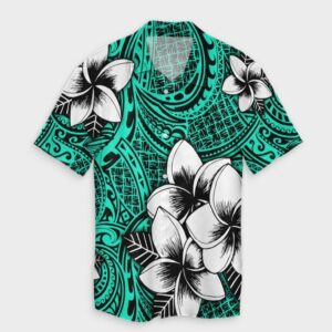Hawaiian Plumeria Tribe Turquoise Hawaiian Shirt  - Thelegend59