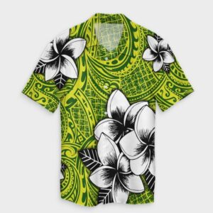 Hawaiian Plumeria Tribe Yellow Green Hawaiian Shirt  - Thelegend59