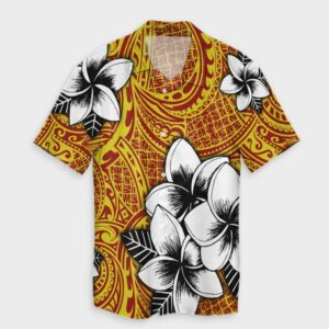 Hawaiian Plumeria Tribe Yellow Red Hawaiian Shirt  - Thelegend59