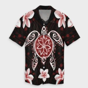 Hawaiian Reddie Turtle Plumeria Hawaiian Shirt  - Thelegend59