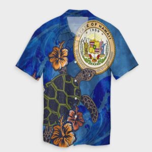 Hawaiian Seal Of Hawaii Hibiscus Ocean Turtle Hawaiian Shirt  - Thelegend59