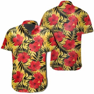 Hawaiian Shirt - Tropical Flowers And Palm Leaves Hawaiian Shirts  - Thelegend59