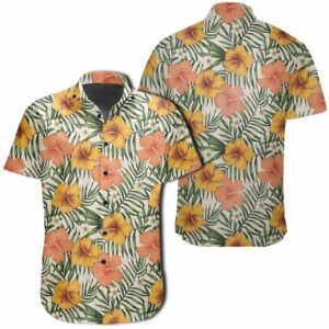 Hawaiian Shirt - Tropical Flowers Hibiscus Pink Yellow Hawaiian Shirts  - Thelegend59