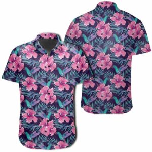 Hawaiian Shirt - Tropical Flowers With Hummingbirds Palm Leaves Hawaiian Shirts  - Thelegend59
