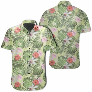 Hawaiian Shirt - Tropical Hibiscus - Plumeria Green Hawaiian Shirts  - Thelegend59
