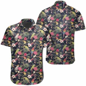 Hawaiian Shirt - Tropical Hibiscus - Strelitzia Palm Leaves Hawaiian Shirts  - Thelegend59