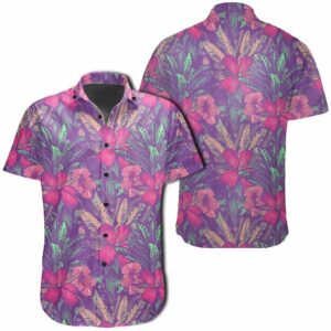 Hawaiian Shirt - Tropical Hibiscus Purple Hawaiian Shirts  - Thelegend59