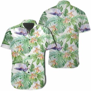 Hawaiian Shirt - Tropical Orange Orchids Strelitzia Monstera Hawaiian Shirts  - Thelegend59