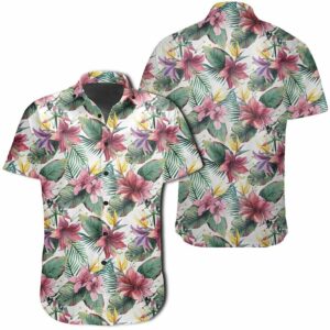 Hawaiian Shirt - Tropical Palm Leaf White Hawaiian Shirts  - Thelegend59