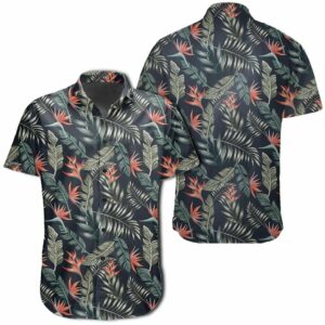 Hawaiian Shirt - Tropical Strelitzia Black Hawaiian Shirts  - Thelegend59