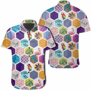 Hawaiian Shirt Parrot Toucans Hummingbird Flamingo Tropical Leaves Hawaiian Shirts  - Thelegend59