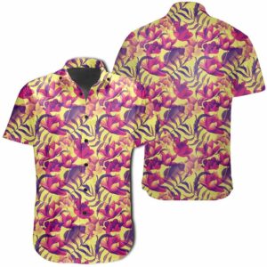 Hawaiian Shirt Seamless Tropical Flower Plant Pattern Background Hawaiian Shirts  - Thelegend59