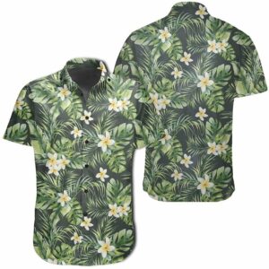 Hawaiian Shirt Summer Plumerias Flowers Palm Tree Monstera Leaves Hawaiian Shirts  - Thelegend59