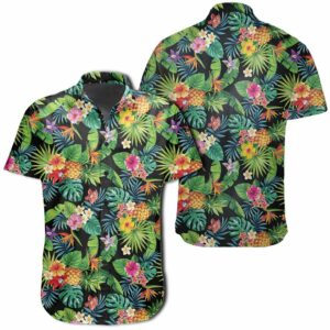 Hawaiian Shirt Tropical Pattern With Pineapples - Palm Leaves And Flowers Hawaiian Shirts  - Thelegend59