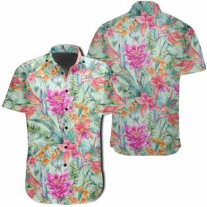 Hawaiian Shirt Watercolor Vintage Floral Tropical Bird Of Paradise Hawaiian Shirts  - Thelegend59