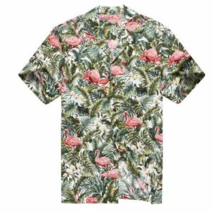 Hawaiian Shirt Aloha Hawaiian Shirts Flamingo In Rain Forest Jungle White L  - Thelegend59