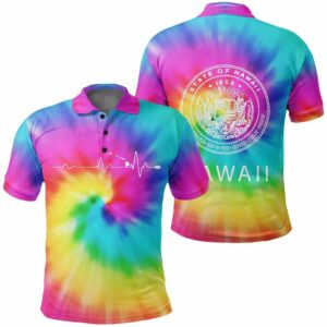 Hawaiian State Polo Hawaiian Shirts Tie Dye  - Thelegend59