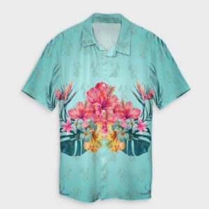 Hawaiian Tropical Strelitzia Hibiscus Plumeria Centre Hawaiian Shirt  - Thelegend59
