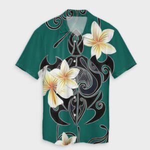Hawaiian Turtle Plumeria Hawaiian Shirt Mint  - Thelegend59